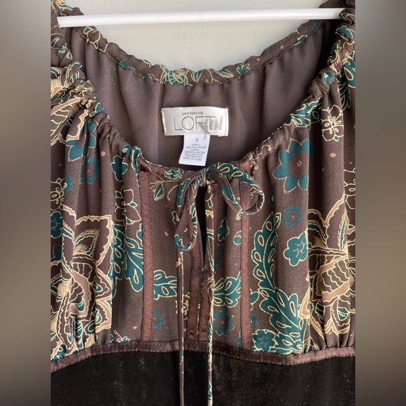 LOFT brown floral peasant dress - Picture 8 of 10